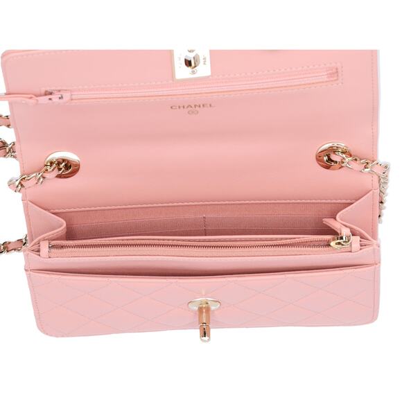 CHANEL Matelasse Trendy CC WOC Wallet on Chain Pink Lambskin - Picture 9 of 9
